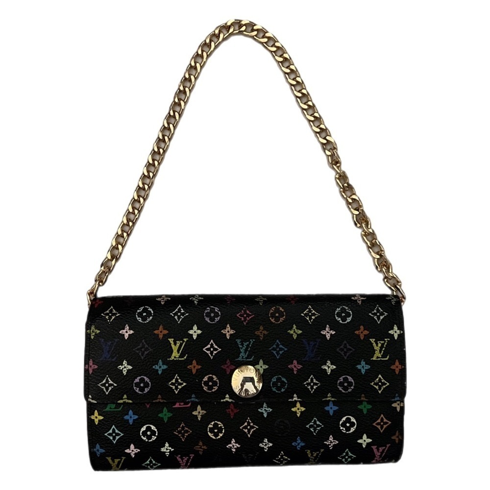 Authentic - Louis Vuitton Takashi Murakami Black Multicolor Sarah Wallet - Pink